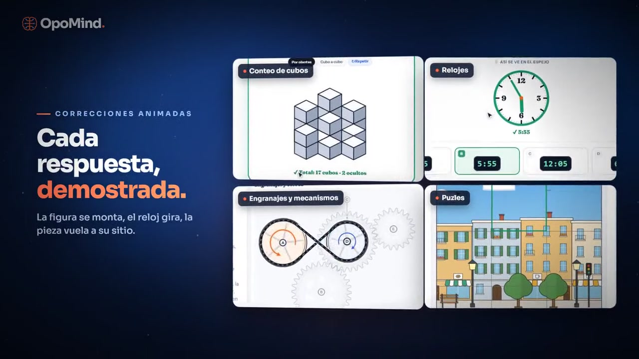 Ejercicios de cubos y explicaciones de la academia de OpoMind